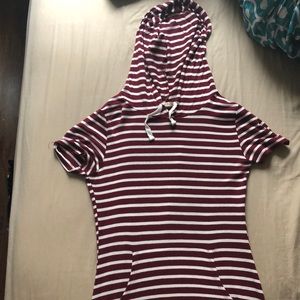 Burgundy stripped hoodie dress